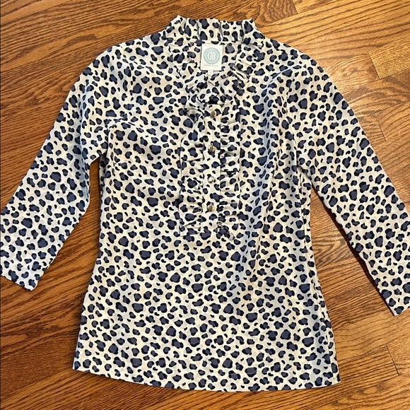 Devon Baer Navy and Leopard Print Tops - Picture 2 of 12